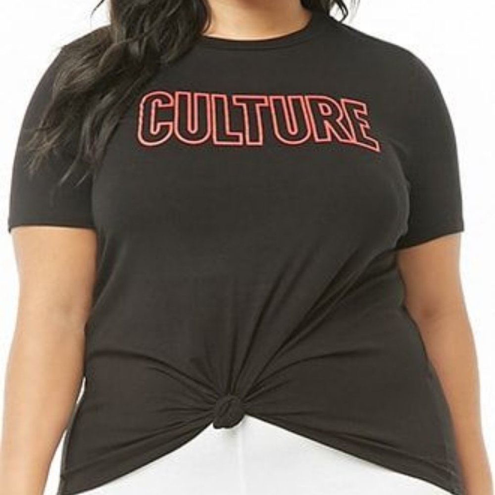 Forever 21 Plus Black Red Culture Graphic Shirt